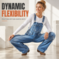 Women's Stretchy Denim Overalls Wide Leg Jumpsuit with Adjustable Straps