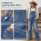 Women's Stretchy Denim Overalls Wide Leg Jumpsuit with Adjustable Straps
