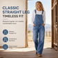 Women's Stretchy Denim Overalls Wide Leg Jumpsuit with Adjustable Straps