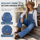 Women's Stretchy Denim Overalls Wide Leg Jumpsuit with Adjustable Straps