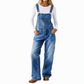 Women's Stretchy Denim Overalls Wide Leg Jumpsuit with Adjustable Straps