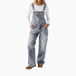 Women's Stretchy Denim Overalls Wide Leg Jumpsuit with Adjustable Straps