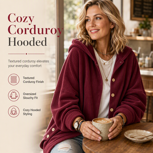 Women's Casual Loose Corduroy Hooded Outerwear