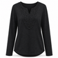 Women's Bohemian Lace V Neck Long Sleeve Loose Fit Blouse