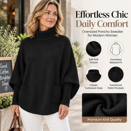 Women's Turtleneck Batwing Sleeve Knit Sweater