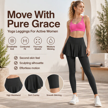 Women's High-Waisted Leggings with Skirt