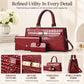 Women's Crocodile Pattern Handbag 3-Piece Set