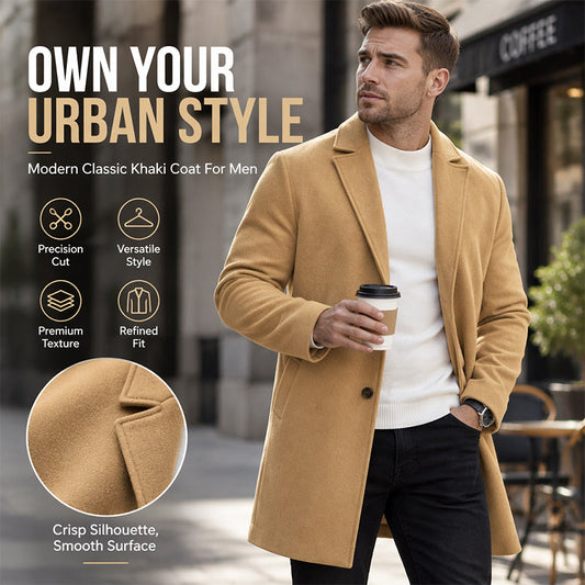 Men's Classic Single-Breasted Mid-Length Overcoat