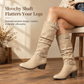 Women's Knee High Western Boots Vintage Chunky Block Heel Slouchy Riding Boots with Side Zipper and Buckle Round Toe🔥𝙁𝙧𝙚𝙚 𝙎𝙝𝙞𝙥𝙥𝙞𝙣𝙜