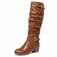 Women's Knee High Western Boots Vintage Chunky Block Heel Slouchy Riding Boots with Side Zipper and Buckle Round Toe🔥𝙁𝙧𝙚𝙚 𝙎𝙝𝙞𝙥𝙥𝙞𝙣𝙜