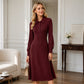 Women's Lapel Collar Ribbed Knit Dress