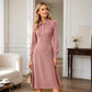 Women's Lapel Collar Ribbed Knit Dress