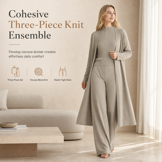 Women Casual Fall Winter 3-Piece Knit Set Sleeveless Vest Cardigan Sweater and Pants Outfit🔥𝙁𝙧𝙚𝙚 𝙎𝙝𝙞𝙥𝙥𝙞𝙣𝙜