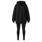 Womens Casual Sports Split Hem Hooded Sweatshirt and Sweatpants Tracksuit Set