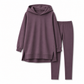 Womens Casual Sports Split Hem Hooded Sweatshirt and Sweatpants Tracksuit Set