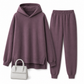 Womens Casual Sports Split Hem Hooded Sweatshirt and Sweatpants Tracksuit Set