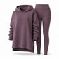 Womens Casual Sports Split Hem Hooded Sweatshirt and Sweatpants Tracksuit Set