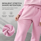 Casual Two Piece Pants Set Solid Color Zip Lapel Collar Top and Long Trousers Outfit for Autumn and Winter