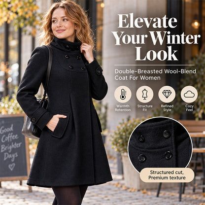 Women's Casual Mid-Length Double-Breasted Coat🔥𝙁𝙧𝙚𝙚 𝙎𝙝𝙞𝙥𝙥𝙞𝙣𝙜
