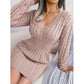 Women's Elegant Cable Knit Bodycon Sweater Dress