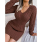 Women's Elegant Cable Knit Bodycon Sweater Dress