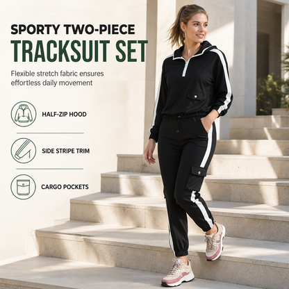 Women Casual 2 Piece Outfit Zip Up Hooded Long Sleeve and Cargo Jogger Pants with Pockets🔥𝙁𝙧𝙚𝙚 𝙎𝙝𝙞𝙥𝙥𝙞𝙣𝙜