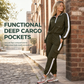 Women Casual 2 Piece Outfit Zip Up Hooded Long Sleeve and Cargo Jogger Pants with Pockets🔥𝙁𝙧𝙚𝙚 𝙎𝙝𝙞𝙥𝙥𝙞𝙣𝙜