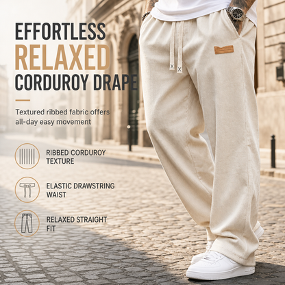 Men's Lightweight Corduroy Casual Pants Loose Fit Straight Leg Trousers