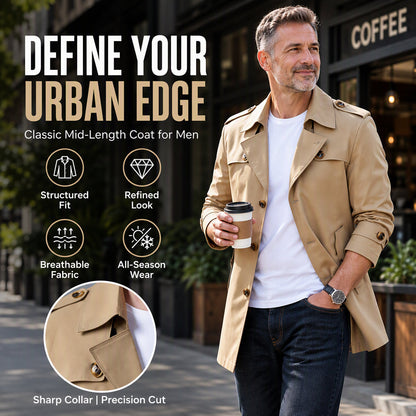 Men's Mid-Length Business Trench Coat
