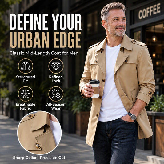 Men's Mid-Length Business Trench Coat