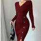 Women's Elegant Ribbed Knit Bodycon Dress