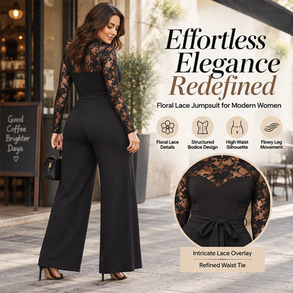 Women's Elegant Lace Patchwork Belted Jumpsuit🥠𝙁𝙧𝙚𝙚 𝙎𝙝𝙞𝙥𝙥𝙞𝙣𝙜