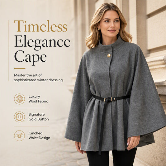 Women's Elegant Stand Collar Cape Coat🥠𝙁𝙧𝙚𝙚 𝙎𝙝𝙞𝙥𝙥𝙞𝙣𝙜