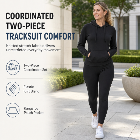 Women Two Piece Outfit Crew Neck Long Sleeve Top and Matching Pants Set for Fall
