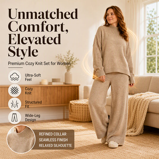 Women's Cozy Turtleneck Sweater and Wide-Leg Pants Set