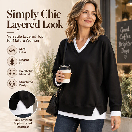 Women's Layered-Look V-Neck Sweatshirt
