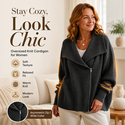 Women's Chic Asymmetrical Zip Up Sweater Jacket
