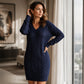 Women's Casual V-Neck Cable Knit Dress