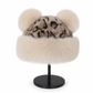 Women Vintage Leopard Print Plush Bear Ears Mongolian Hat Thick Warm Winter Earflap Beanie