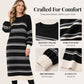 Women's Striped Long Sleeve Knit Sweater Dress⚡𝙁𝙧𝙚𝙚 𝙎𝙝𝙞𝙥𝙥𝙞𝙣𝙜