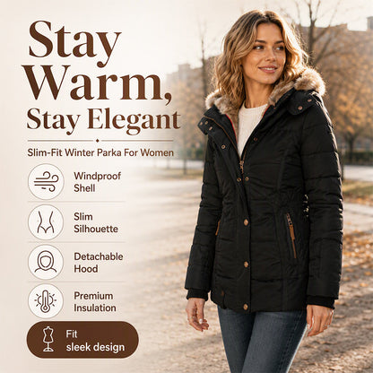 Women's Slim-Fit Hooded Padded Jacket⚡𝙁𝙧𝙚𝙚 𝙎𝙝𝙞𝙥𝙥𝙞𝙣𝙜