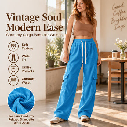 Women's Casual Retro Corduroy Cargo Pants