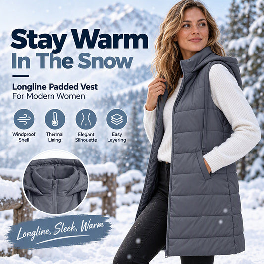 Women's Mid-Length Hooded Padded Vest🔥𝙁𝙧𝙚𝙚 𝙎𝙝𝙞𝙥𝙥𝙞𝙣𝙜