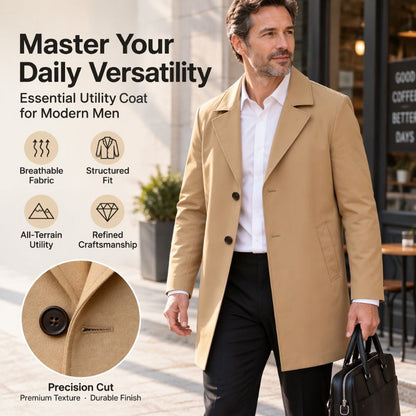 Men's Classic Single-Breasted Trench Coat