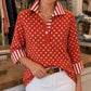 Women's Polka Dot Shirt with Striped Collar