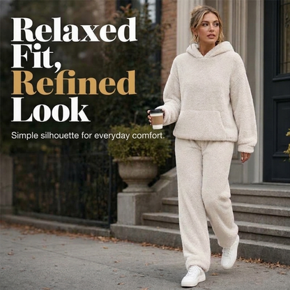 Soft Teddy Loungewear Set with Hood and Relaxed Pants