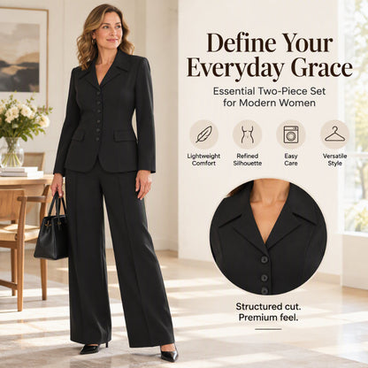 Women's Elegant Slim-Waist Blazer and Wide-Leg Pants Set🔥𝙁𝙧𝙚𝙚 𝙎𝙝𝙞𝙥𝙥𝙞𝙣𝙜