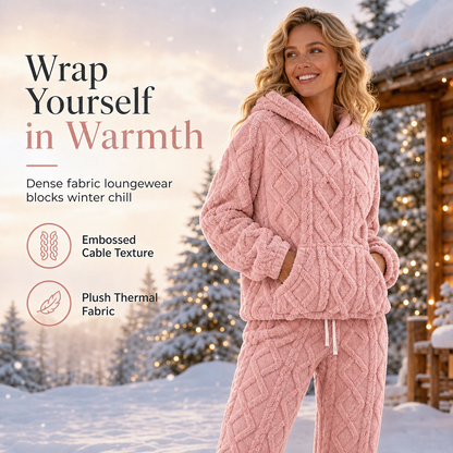 Women's Fuzzy Fabric Loungewear 2-Piece Hoodie and Pants Set🔥𝙁𝙧𝙚𝙚 𝙎𝙝𝙞𝙥𝙥𝙞𝙣𝙜