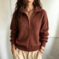 Women's Casual Solid Color Half-Zip Sweater