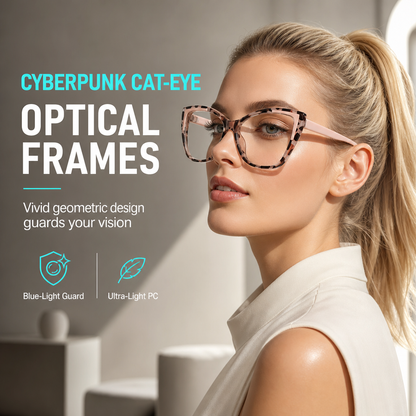 Cyberpunk Cat Eye Blue Light Blocking Glasses for Women Trendy Photochromic Clear Lens Eyeglasses